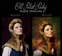 相片老化模板：Old Portrait Painting Photo Template